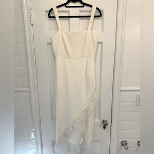 Saylor midi dress with ostrich feathers - great for brides!